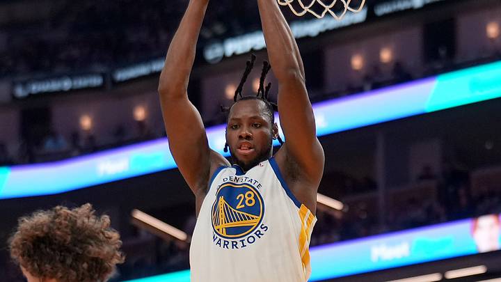 Golden State Warriors center Charles Bassey (28) rebounds the ball against the Los Angeles Lakers in the second quarter at the Chase Center on Apr. 9, 2026. Golden State Warriors center Charles Bassey (28) rebounds the ball against the Los Angeles Lakers in the second quarter at the Chase Center on Apr. 9, 2026.