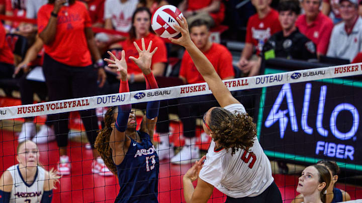 Rebekah Allick sends a kill early in the second set. 