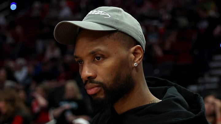 Jul 9, 2026; Portland, Oregon, USA; Damian Lillard attends the game between the Portland Fire and the Las Vegas Aces at Moda Center. Mandatory Credit: Soobum Im-Imagn Images Jul 9, 2026; Portland, Oregon, USA; Damian Lillard attends the game between the Portland Fire and the Las Vegas Aces at Moda Center. Mandatory Credit: Soobum Im-Imagn Images