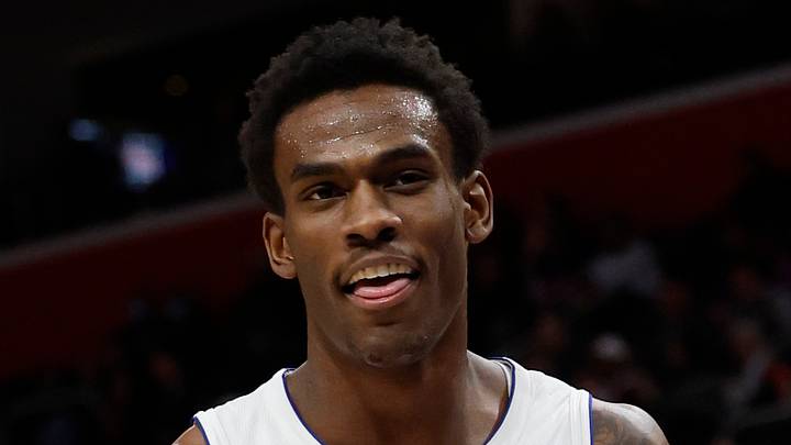 Jan 10, 2024; Detroit, Michigan, USA;  Detroit Pistons center Jalen Duren (0) reacts during the first half against the San Antonio Spurs at Little Caesars Arena. Mandatory Credit: Rick Osentoski-USA TODAY Sports