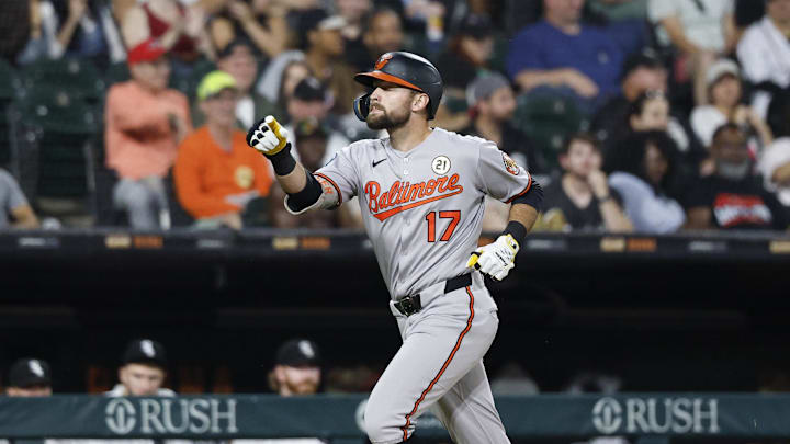 Sep 15, 2025; Chicago, Illinois, USA; Baltimore Orioles center fielder Colton Cowser (17) rounds the bases after hitting a three-run home run against the Chicago White Sox during the sixth inning at Rate Field. Mandatory Credit: Kamil Krzaczynski-Imagn Images