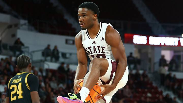 Mississippi State Bulldogs Josh Hubbard driving to the basket in a game against Alabama State on Monday night at Humphrey Coliseum in Starkville, Miss.