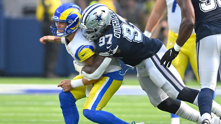 Oct 9, 2022; Inglewood, California, USA; Dallas Cowboys defensive tackle Osa Odighizuwa (97)