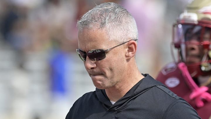 Oct 11, 2025; Tallahassee, Florida, USA; Florida State Seminoles head coach Mike Norvell after losing the game to the Pittsburgh Panthers at Doak S. Campbell Stadium. Mandatory Credit: Melina Myers-Imagn Images Oct 11, 2025; Tallahassee, Florida, USA; Florida State Seminoles head coach Mike Norvell after losing the game to the Pittsburgh Panthers at Doak S. Campbell Stadium. Mandatory Credit: Melina Myers-Imagn Images