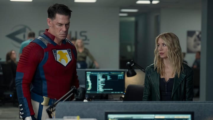 John Cena and Jennifer Holland in Peacemaker season 2 episode 7. (Courtesy of HBO Max)