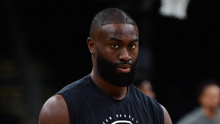Mar 4, 2026; Boston, Massachusetts, USA; Boston Celtics guard Jaylen Brown (7) during warmups prior to a game against the Charlotte Hornets at TD Garden. Mandatory Credit: Bob DeChiara-Imagn Images
