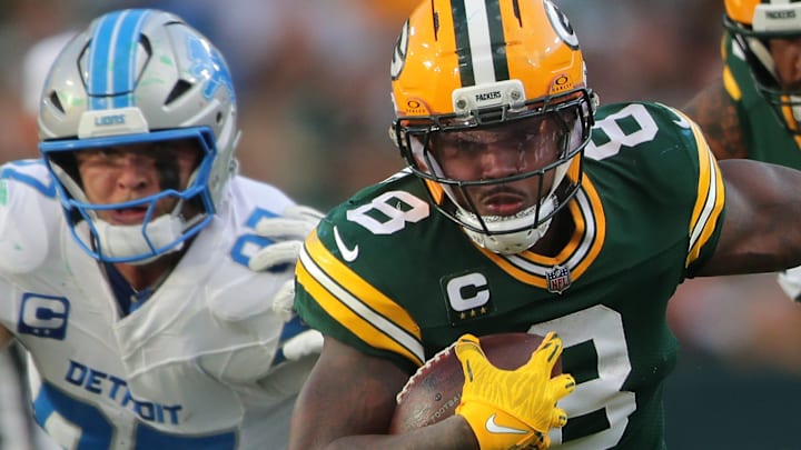 Green Bay Packers running back Josh Jacobs was an all-around standout in the win vs. Detroit.