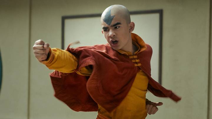 Gordon Cormier as Aang in season 2 of Avatar: The Last Airbender. Cr. Katie Yu/Netflix © 2026