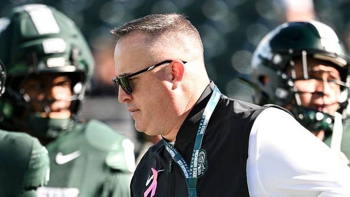 Michigan State’s head coach Pat Fitzgerald heads back to the locker room before the game against Northwestern on Saturday, Oct. 17, 2026, at Spartan Stadium in East Lansing. Michigan State’s head coach Pat Fitzgerald heads back to the locker room before the game against Northwestern on Saturday, Oct. 17, 2026, at Spartan Stadium in East Lansing.
