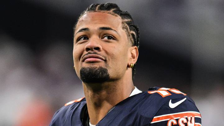 Chicago Bears wide receiver Rome Odunze (15) looks on 