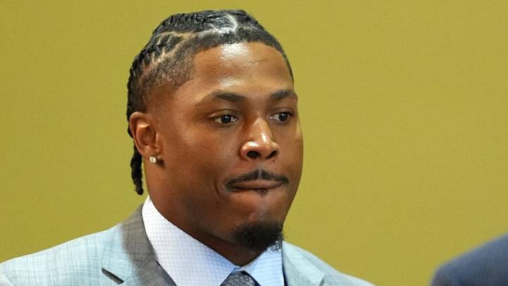 Green Bay Packers running back Josh Jacobs, right, appears in a Brown County courtroom on Sept. 10. Green Bay Packers running back Josh Jacobs, right, appears in a Brown County courtroom on Sept. 10.