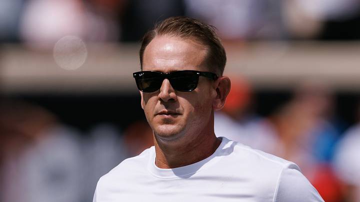 Sep 12, 2026; Stillwater, Oklahoma, USA; Oklahoma State head coach Eric Morris runs onto the field before the game between the Cowboys and the Oregon Ducks at Boone Pickens Stadium. Sep 12, 2026; Stillwater, Oklahoma, USA; Oklahoma State head coach Eric Morris runs onto the field before the game between the Cowboys and the Oregon Ducks at Boone Pickens Stadium.