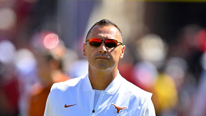 Texas Longhorns head coach Steve Sarkisian looks on before the game against the Oklahoma Sooners at Cotton Bowl.
