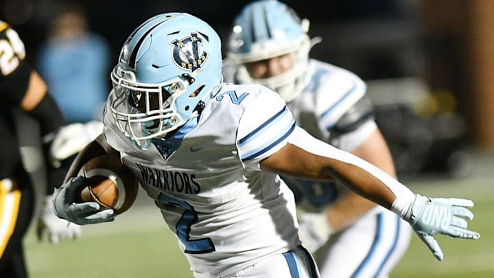Central Valley’s Jance Henry carries the ball for a touchdown during Friday night’s game at Montour High School.