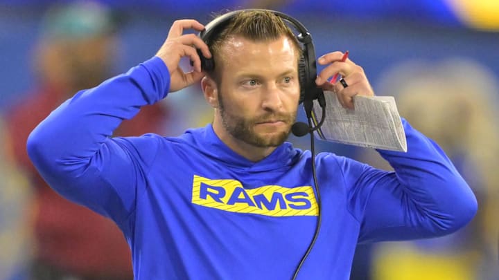 Dec 28, 2024; Inglewood, California, USA; Los Angeles Rams head coach Sean McVay on the sidelines in the second half against the Arizona Cardinals at SoFi Stadium. Mandatory Credit: Jayne Kamin-Oncea-Imagn Images Dec 28, 2024; Inglewood, California, USA; Los Angeles Rams head coach Sean McVay on the sidelines in the second half against the Arizona Cardinals at SoFi Stadium. Mandatory Credit: Jayne Kamin-Oncea-Imagn Images
