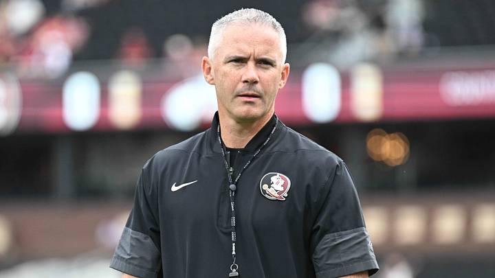 Aug 29, 2026; Tallahassee, Florida, USA;  Florida State head coach Mike Norvell walks on the field prior to a game against New Mexico State at Doak S. Campbell Stadium.  Mandatory Credit: Melina Myers-Imagn Images