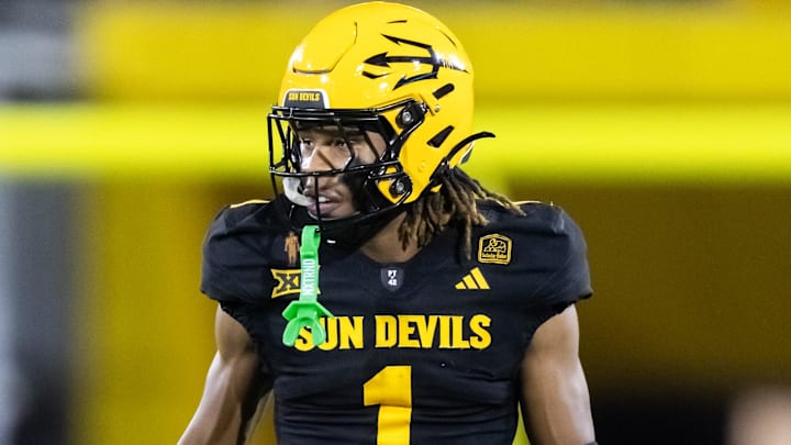 Oct 25, 2025; Tempe, Arizona, USA; Arizona State Sun Devils defensive back Keith Abney II (1) against the Houston Cougars at Mountain America Stadium. Mandatory Credit: Mark J. Rebilas-Imagn Images Oct 25, 2025; Tempe, Arizona, USA; Arizona State Sun Devils defensive back Keith Abney II (1) against the Houston Cougars at Mountain America Stadium. Mandatory Credit: Mark J. Rebilas-Imagn Images