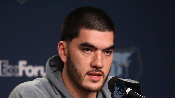 Sep 28, 2026; Memphis, TN, USA; Memphis Grizzlies center Zach Edey (14) speaks at media day at FedEx Forum. Mandatory Credit: Petre Thomas-Imagn Images Sep 28, 2026; Memphis, TN, USA; Memphis Grizzlies center Zach Edey (14) speaks at media day at FedEx Forum. Mandatory Credit: Petre Thomas-Imagn Images