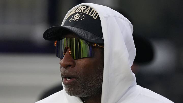 Sep 19, 2026; Evanston, Illinois, USA; Colorado Buffaloes head coach Deion Sanders takes the field with his team for warmups before the game against the Northwestern Wildcats at Northwestern Medicine Field at Martin Stadium. Sep 19, 2026; Evanston, Illinois, USA; Colorado Buffaloes head coach Deion Sanders takes the field with his team for warmups before the game against the Northwestern Wildcats at Northwestern Medicine Field at Martin Stadium.