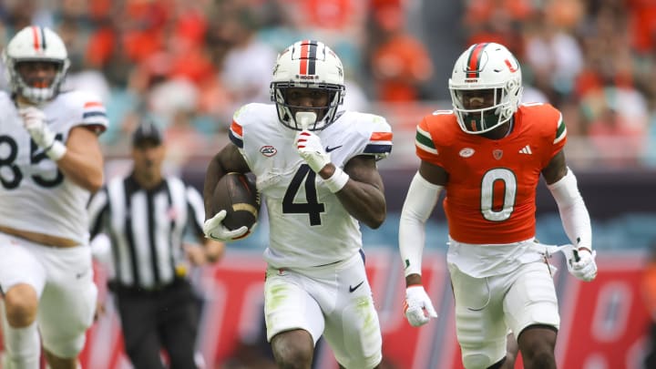 Oct 28, 2023; Miami Gardens, Florida, USA; Virginia Cavaliers wide receiver Malik Washington (4)