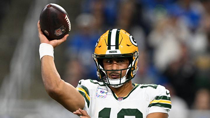 Oct 25, 2026; Detroit, Michigan, USA;  Green Bay Packers quarterback Jordan Love (10) looks to pass during the first quarter against the Detroit Lions at Ford Field.  Mandatory Credit: Lon Horwedel-Imagn Images