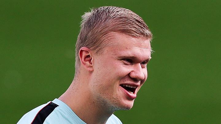 Erling Haaland smiles during training Erling Haaland smiles during training