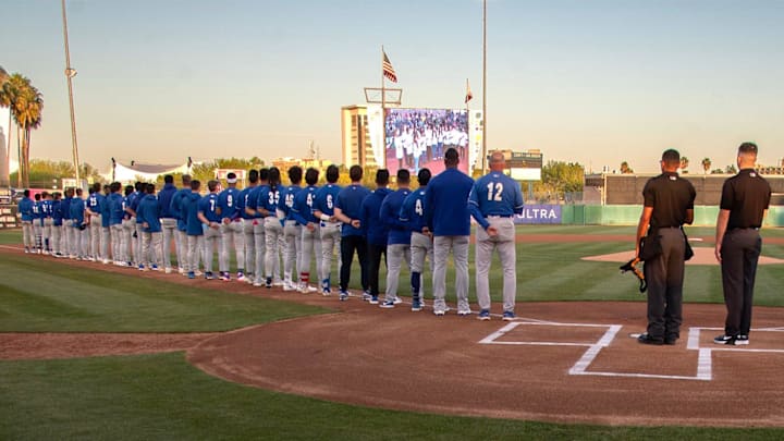 The Stockton Ports and the Rancho Cucamonga Quakes line up on the field at the start of the Ports’ home opener at the Stockton Ballpark in downtown Stockton on Apr. 8, 2025. This is the 20th year for the ballpark with opened in 2005. The Stockton Ports and the Rancho Cucamonga Quakes line up on the field at the start of the Ports’ home opener at the Stockton Ballpark in downtown Stockton on Apr. 8, 2025. This is the 20th year for the ballpark with opened in 2005.