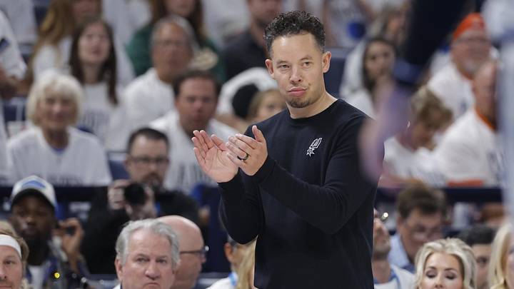 May 26, 2026; Oklahoma City, Oklahoma, USA; San Antonio Spurs head coach Mitch Johnson during the first quarter against the Oklahoma City Thunder in game five of the western conference finals for the 2026 NBA playoffs at Paycom Center. Mandatory Credit: Alonzo Adams-Imagn Images
