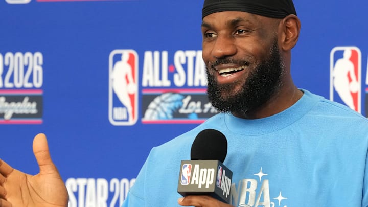 Feb 15, 2026; Inglewood, California, USA; Los Angeles Lakers forward LeBron James (23) speaks in a press conference before the 75th NBA All Star Game at Intuit Dome. Mandatory Credit: Kirby Lee-Imagn Images Feb 15, 2026; Inglewood, California, USA; Los Angeles Lakers forward LeBron James (23) speaks in a press conference before the 75th NBA All Star Game at Intuit Dome. Mandatory Credit: Kirby Lee-Imagn Images
