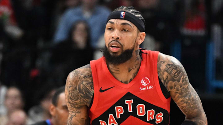 Toronto Raptors forward Brandon Ingram (3) dribbles the ball against the Brooklyn Nets in the second half at Scotiabank Arena. Toronto Raptors forward Brandon Ingram (3) dribbles the ball against the Brooklyn Nets in the second half at Scotiabank Arena.