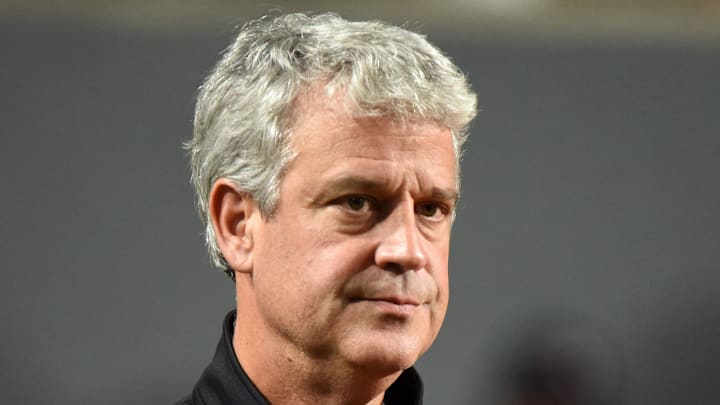Nov 12, 2022; Raleigh, North Carolina, USA;  North Carolina State Wolfpack Athletic Director Boo Corrigan looks on during the second half against the Boston College Eagles at Carter-Finley Stadium. The Eagles won 21-20. Mandatory Credit: Rob Kinnan-Imagn Images
