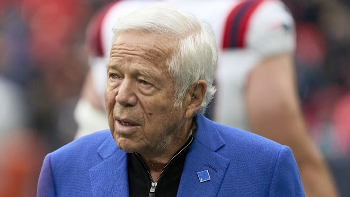 Oct 20, 2024; London, United Kingdom; New England Patriots owner Robert Kraft  before an NFL International Series game at Wembley Stadium. Mandatory Credit: Peter van den Berg-Imagn Images