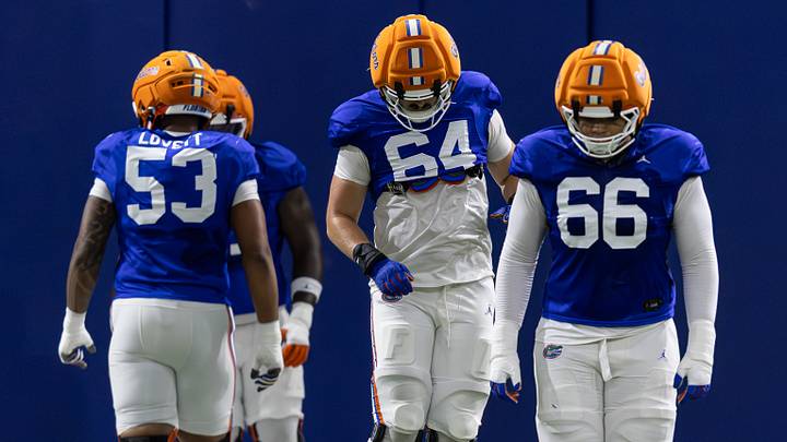 Florida's offensive line has plenty of question marks heading into the 2026 season. Florida's offensive line has plenty of question marks heading into the 2026 season.