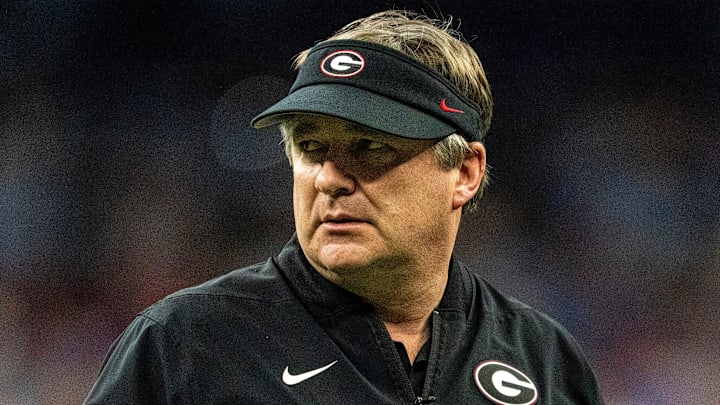 Georgia head coach Kirby Smart looks toward the field during the Sugar Bowl and College Football Playoff quarterfinals at Caesars Superdome in New Orleans, La., on Thursday, Jan. 1, 2026.