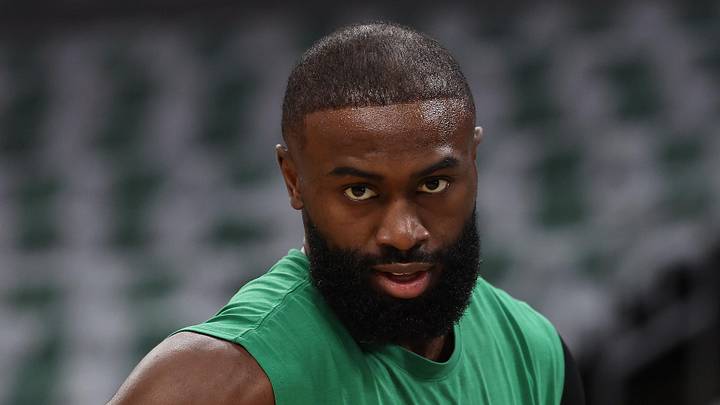 May 2, 2026; Boston, Massachusetts, USA; Boston Celtics guard Jaylen Brown (7) on the court before game seven of the first round of the 2026 NBA Playoffs against the Philadelphia 76ers at TD Garden. Mandatory Credit: Winslow Townson-Imagn Images