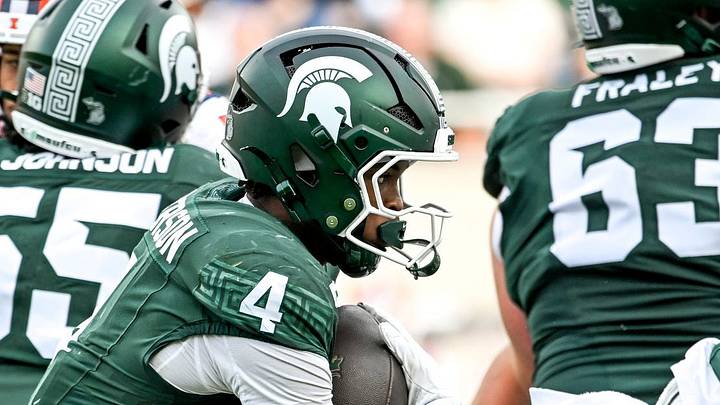 Michigan State’s Jaziun Patterson runs the ball against Illinois during the second quarter on Saturday, Oct. 10, 2026, at Spartan Stadium in East Lansing. Michigan State’s Jaziun Patterson runs the ball against Illinois during the second quarter on Saturday, Oct. 10, 2026, at Spartan Stadium in East Lansing.