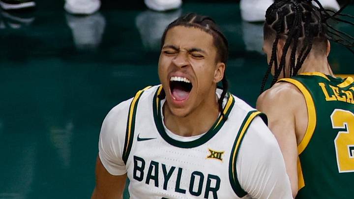 Dec 10, 2025; Waco, Texas, USA; Baylor Bears guard Cameron Carr (43) reacts after a play against the Norfolk State Spartans during the second half at Paul and Alejandra Foster Pavilion. Mandatory Credit: Chris Jones-Imagn Images Dec 10, 2025; Waco, Texas, USA; Baylor Bears guard Cameron Carr (43) reacts after a play against the Norfolk State Spartans during the second half at Paul and Alejandra Foster Pavilion. Mandatory Credit: Chris Jones-Imagn Images