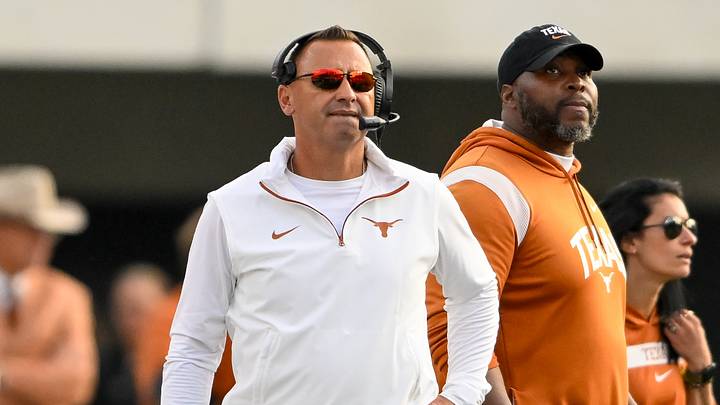 Texas Longhorns head coach Steve Sarkisian watches against the Vanderbilt Commodores during the first half at FirstBank Stadium. Texas Longhorns head coach Steve Sarkisian watches against the Vanderbilt Commodores during the first half at FirstBank Stadium.