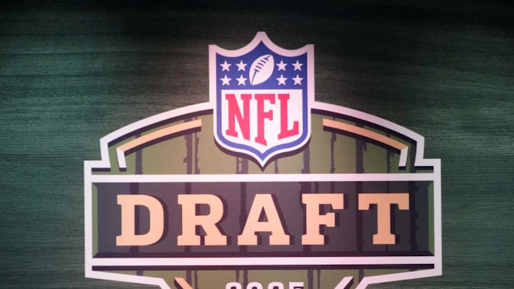 Apr 24, 2025; Green Bay, WI, USA; The 2025 NFL Draft logo on the main stage at Lambeau Field. Mandatory Credit: Kirby Lee-Imagn Images Apr 24, 2025; Green Bay, WI, USA; The 2025 NFL Draft logo on the main stage at Lambeau Field. Mandatory Credit: Kirby Lee-Imagn Images
