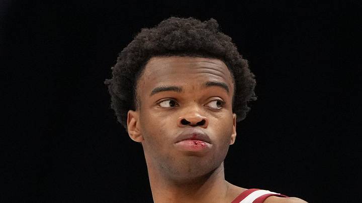Stanford Cardinal guard Ebuka Okorie on the court in the second half at Spectrum Center. Stanford Cardinal guard Ebuka Okorie on the court in the second half at Spectrum Center.