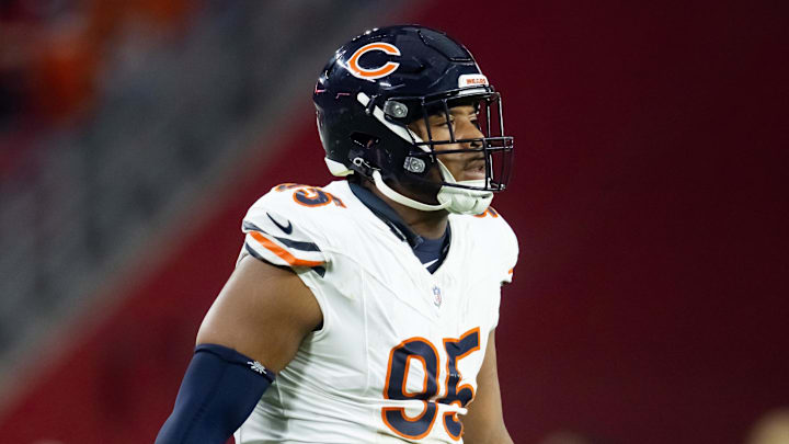 Nov 3, 2024; Glendale, Arizona, USA; Chicago Bears defensive end DeMarcus Walker (95) against the Arizona Cardinals at State Farm Stadium. Mandatory Credit: Mark J. Rebilas-Imagn Images