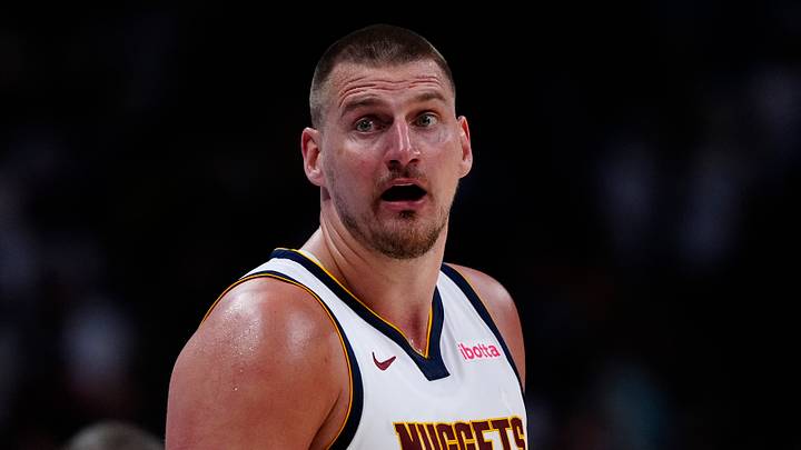 Apr 11, 2025; Denver, Colorado, USA; Denver Nuggets center Nikola Jokic (15) reacts in the fourth quarter against the Memphis Grizzlies at Ball Arena. Mandatory Credit: Ron Chenoy-Imagn Images Apr 11, 2025; Denver, Colorado, USA; Denver Nuggets center Nikola Jokic (15) reacts in the fourth quarter against the Memphis Grizzlies at Ball Arena. Mandatory Credit: Ron Chenoy-Imagn Images