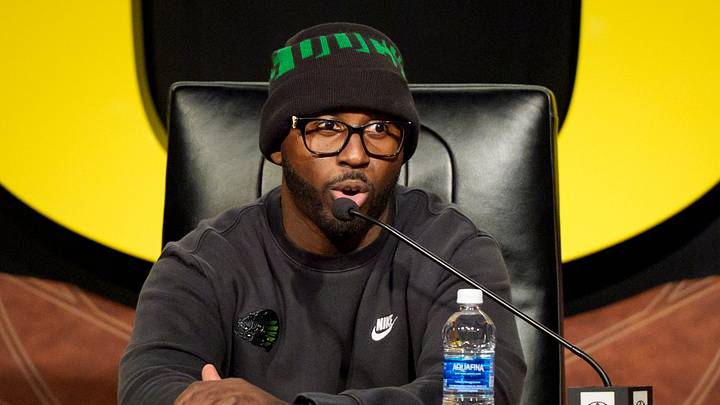 Oregon defensive coordinator Chris Hampton speaks during a press conference on March 14, 2026, in Eugene, Oregon. Oregon defensive coordinator Chris Hampton speaks during a press conference on March 14, 2026, in Eugene, Oregon.