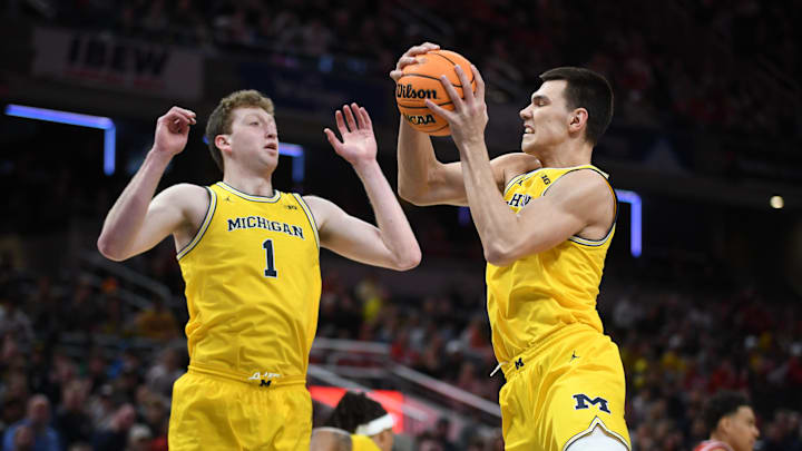 The Auburn Tigers will have their hands full with  Michigan Wolverines' Danny Wolf (1) and Vladislav Goldin in the Sweet 16