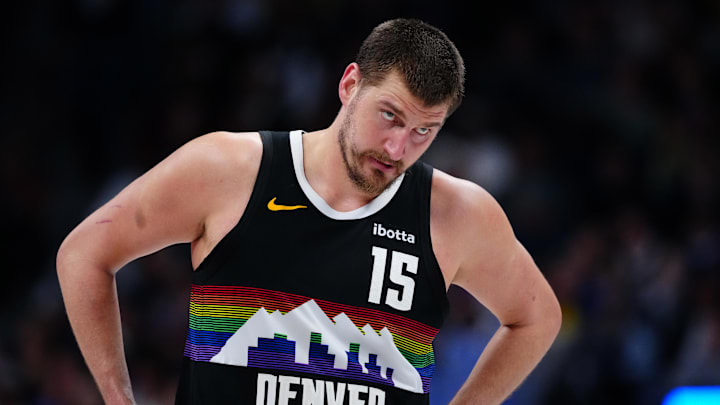 Mar 6, 2026; Denver, Colorado, USA; Denver Nuggets center Nikola Jokic (15) during the second quarter against the New York Knicks at Ball Arena. Mandatory Credit: Ron Chenoy-Imagn Images Mar 6, 2026; Denver, Colorado, USA; Denver Nuggets center Nikola Jokic (15) during the second quarter against the New York Knicks at Ball Arena. Mandatory Credit: Ron Chenoy-Imagn Images