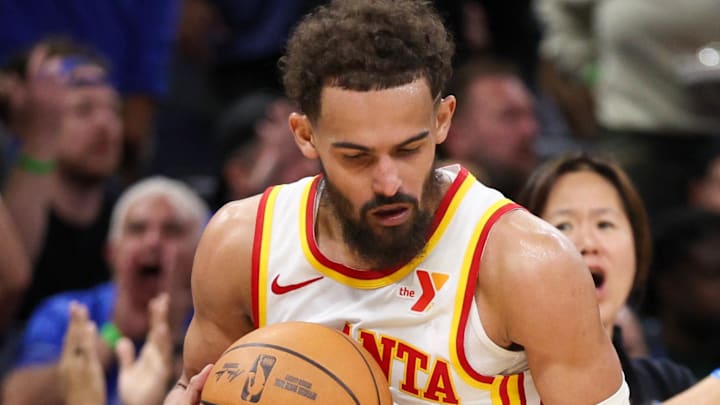 Atlanta Hawks guard Trae Young (11) reacts after receiving a second technical foul and ejection against the Orlando Magic in the fourth quarter at Kia Center.