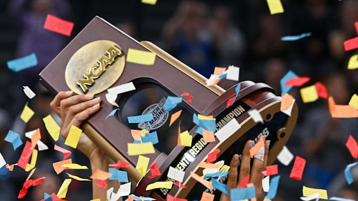 Mar 29, 2026; Sacramento, CA, USA; UCLA Bruins forward Gabriela Jaquez (11) celebrates with the Sacramento Regional 4 Championship trophy after an Elite Eight game against the Duke Blue Devils of the women's 2026 NCAA Tournament at the Golden 1 Center. Mandatory Credit: Ed Szczepanski-Imagn Images Mar 29, 2026; Sacramento, CA, USA; UCLA Bruins forward Gabriela Jaquez (11) celebrates with the Sacramento Regional 4 Championship trophy after an Elite Eight game against the Duke Blue Devils of the women's 2026 NCAA Tournament at the Golden 1 Center. Mandatory Credit: Ed Szczepanski-Imagn Images