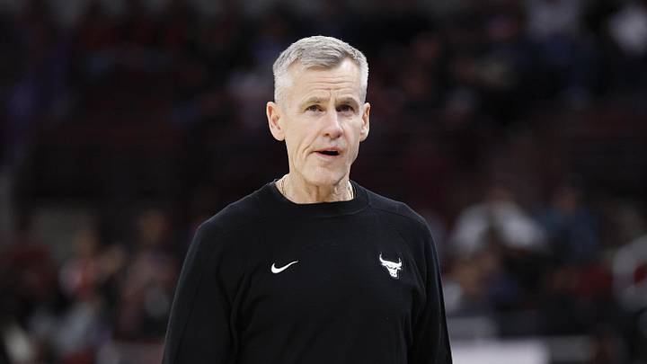 Apr 5, 2026; Chicago, Illinois, USA; Chicago Bulls head coach Billy Donovan walks on the sidelines during the first half of an NBA game against the Phoenix Suns at United Center. Mandatory Credit: Kamil Krzaczynski-Imagn Images