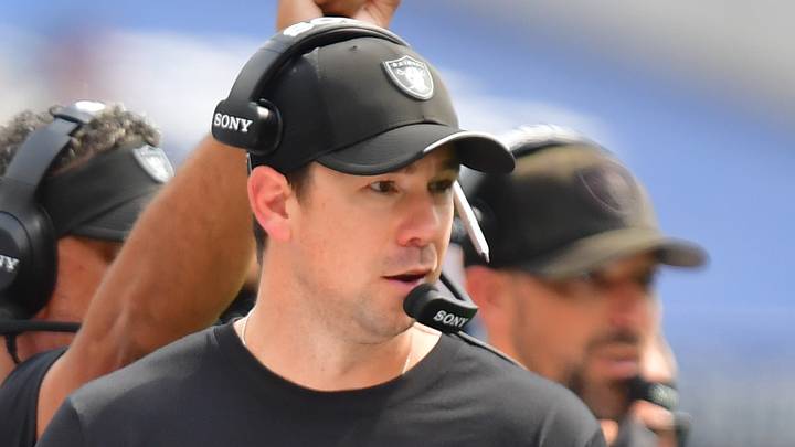 Sep 20, 2026; Inglewood, California, USA; Las Vegas Raiders head coach Klint Kubiak is seen against the Los Angeles Chargers during the first half at SoFi Stadium. Mandatory Credit: Gary A. Vasquez-Imagn Images Sep 20, 2026; Inglewood, California, USA; Las Vegas Raiders head coach Klint Kubiak is seen against the Los Angeles Chargers during the first half at SoFi Stadium. Mandatory Credit: Gary A. Vasquez-Imagn Images