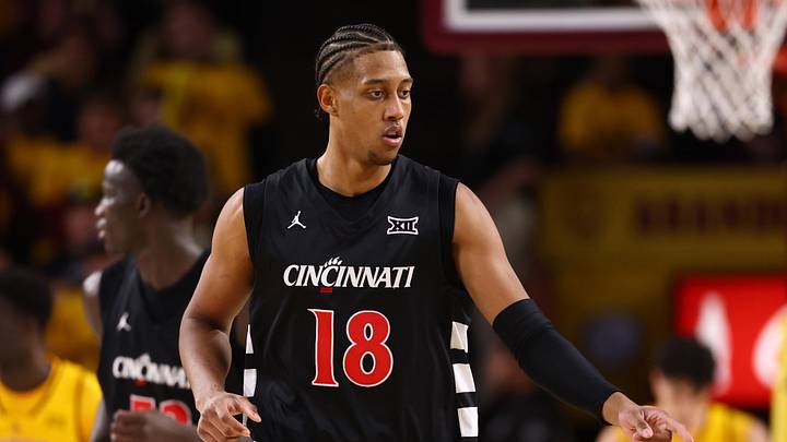 Jan 24, 2026; Tempe, Arizona, USA; Cincinnati Bearcats forward Baba Miller (18) against the Arizona State Sun Devils in the second half at Desert Financial Arena. Mandatory Credit: Mark J. Rebilas-Imagn Images